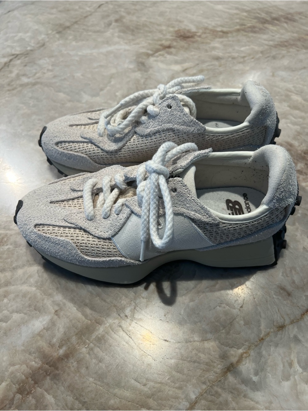 New Balance White and Light Gray Women's Sneakers